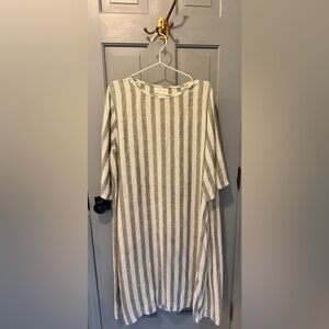 Wiggy Kit Striped Green Linen Dress